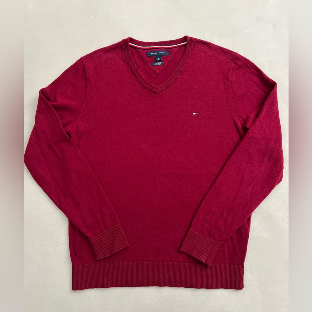 Tommy Hilfiger Pima Cotton Cashmere V-Neck Sweater Size Medium